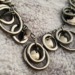 《 Bling Silver Toned Hoop Charm Necklace 》